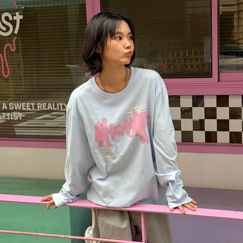 아모우 크라우드 롱슬리브 베이비 블루(AMOU Crowd Long Sleeve Baby Blue) - 4