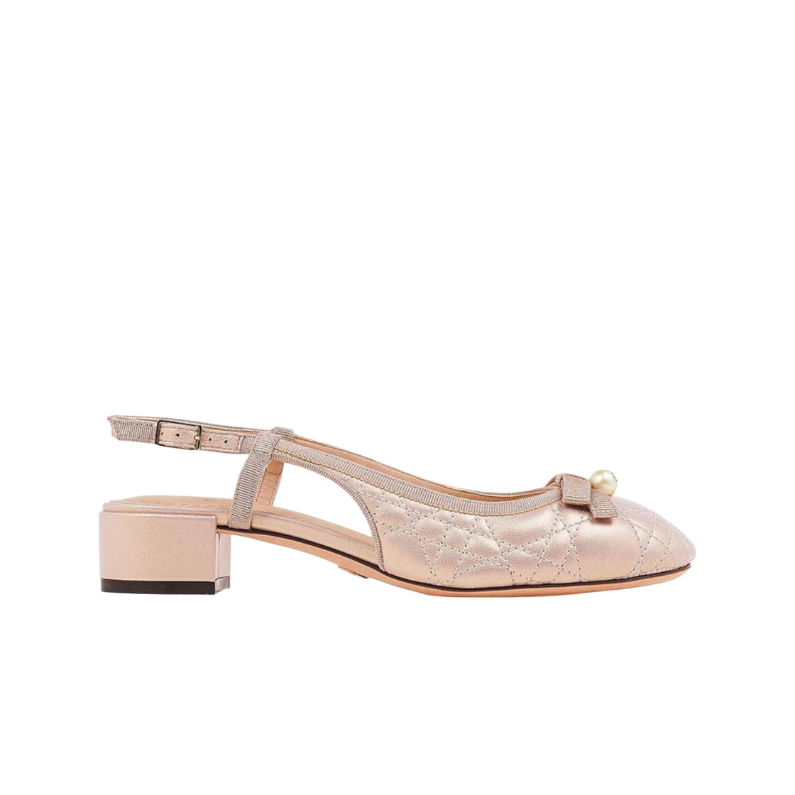 KCB968CQP-S81K (W) Dior Cannage Lambskin Ballet Slingback Pumps Metal Rose