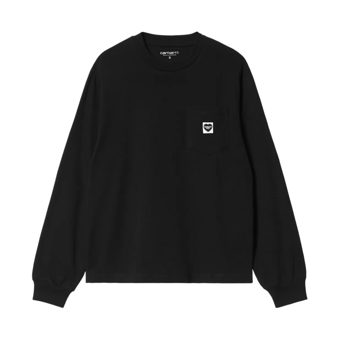 I037167-00E-XX (W) Carhartt WIP L/S Pocket Small Heart T-Shirt Black