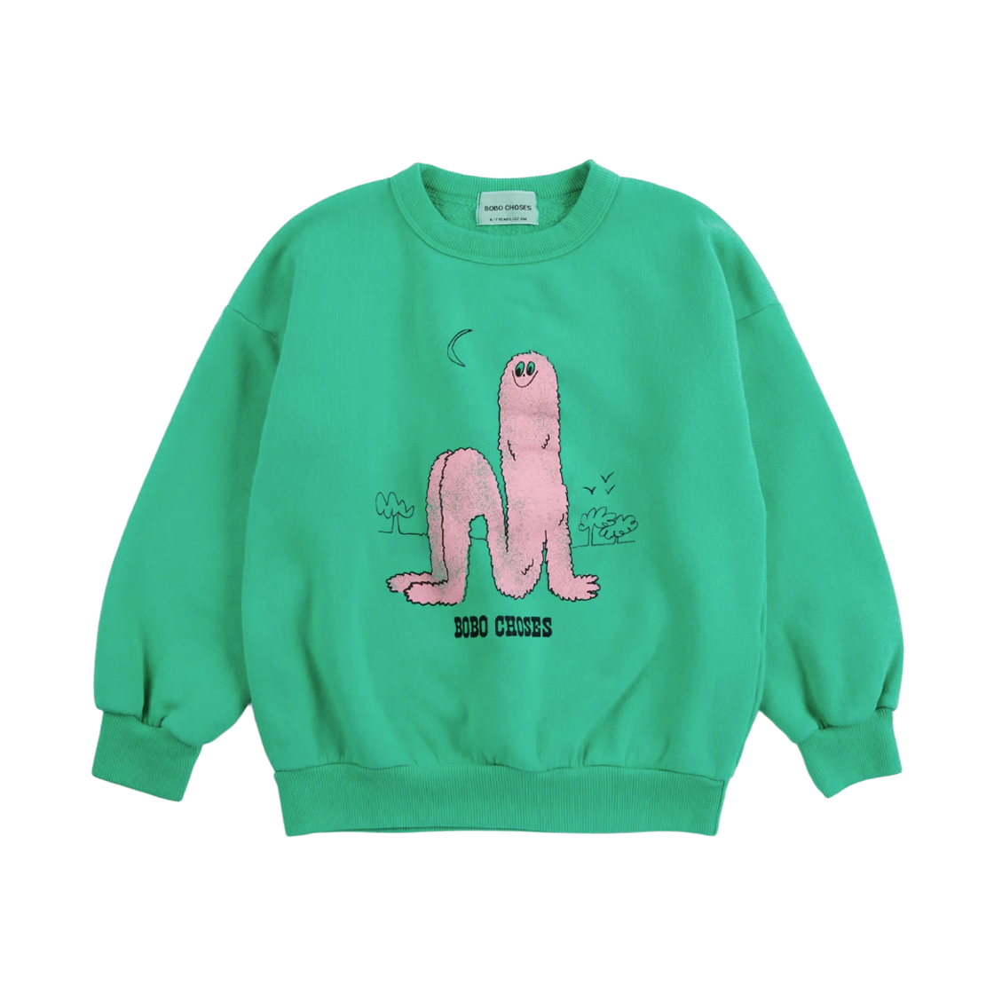 (키즈) 보보쇼즈 롱 퍼프 스웨트셔츠 그린((Kids) Bobo Choses Long Puff Sweatshirt Green)