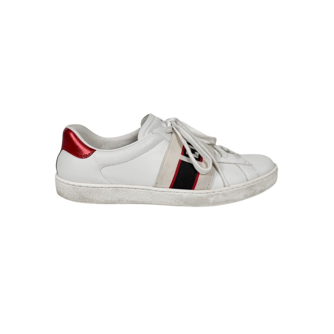 IT9SCWKGV322 Gucci Men Ace Banding Low Top Sneakers White 523469