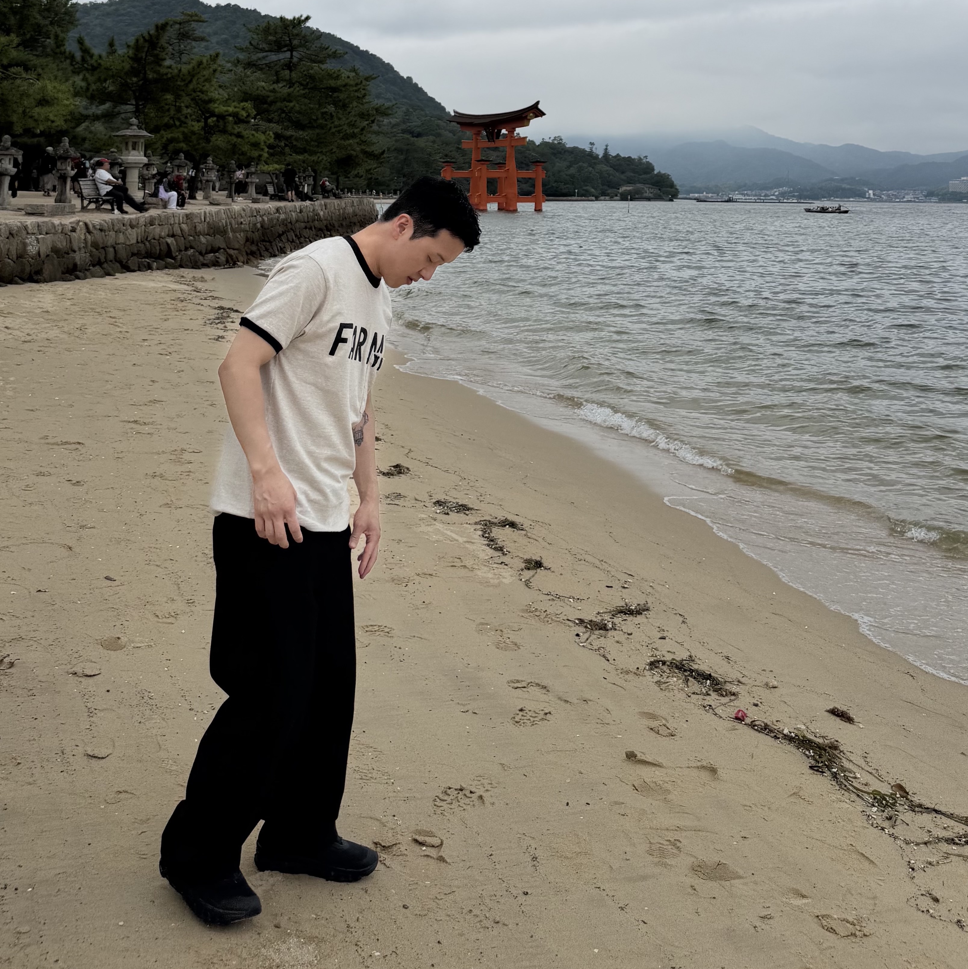 Kapital 18.5 Tenjiku Ringer Pocket T-Shirt Farmy Kinari 착용 스타일