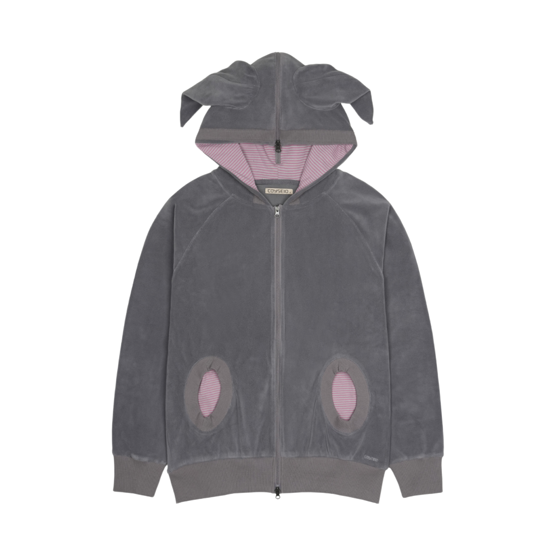코이세이오 혼 스트라이프 집업 후디 퍼플 그레이(COYSEIO Horn Striped Zip-Up Hoodie Purple Grey) - 1