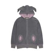 COYSEIO Horn Striped Zip-Up Hoodie Purple Grey