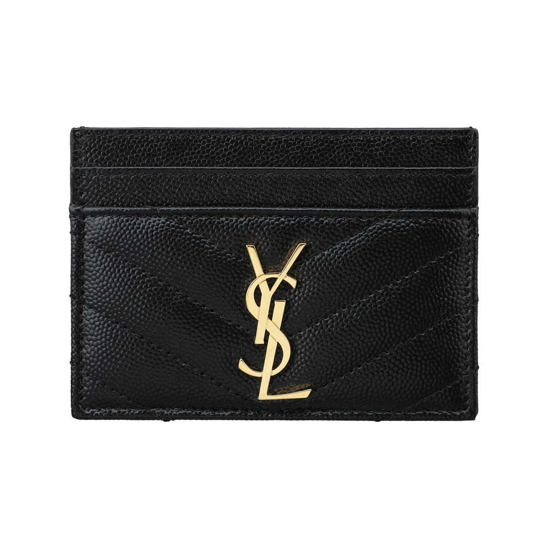 423291 BOW01 1000 [25% 쿠폰] Saint Laurent Cassandre Matelasse Card Case in Grain De Poudre Embossed Leather Black