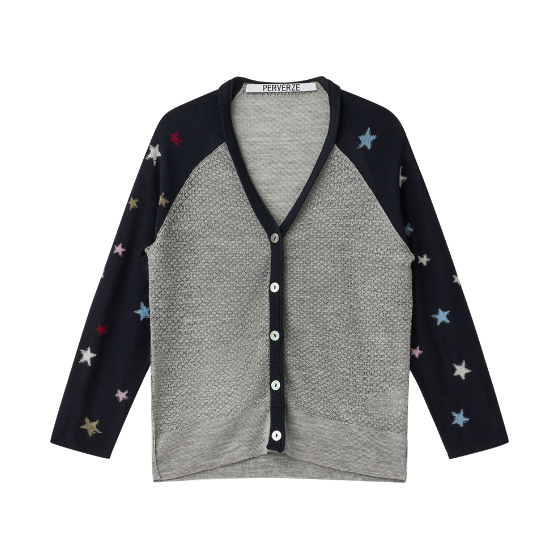 퍼버즈 우먼 스타 슬리브 레글런 니트 가디건 네이비 - 26FW(Perverze Women Star Sleeve Raglan Knit Cardigan Navy - 26FW)