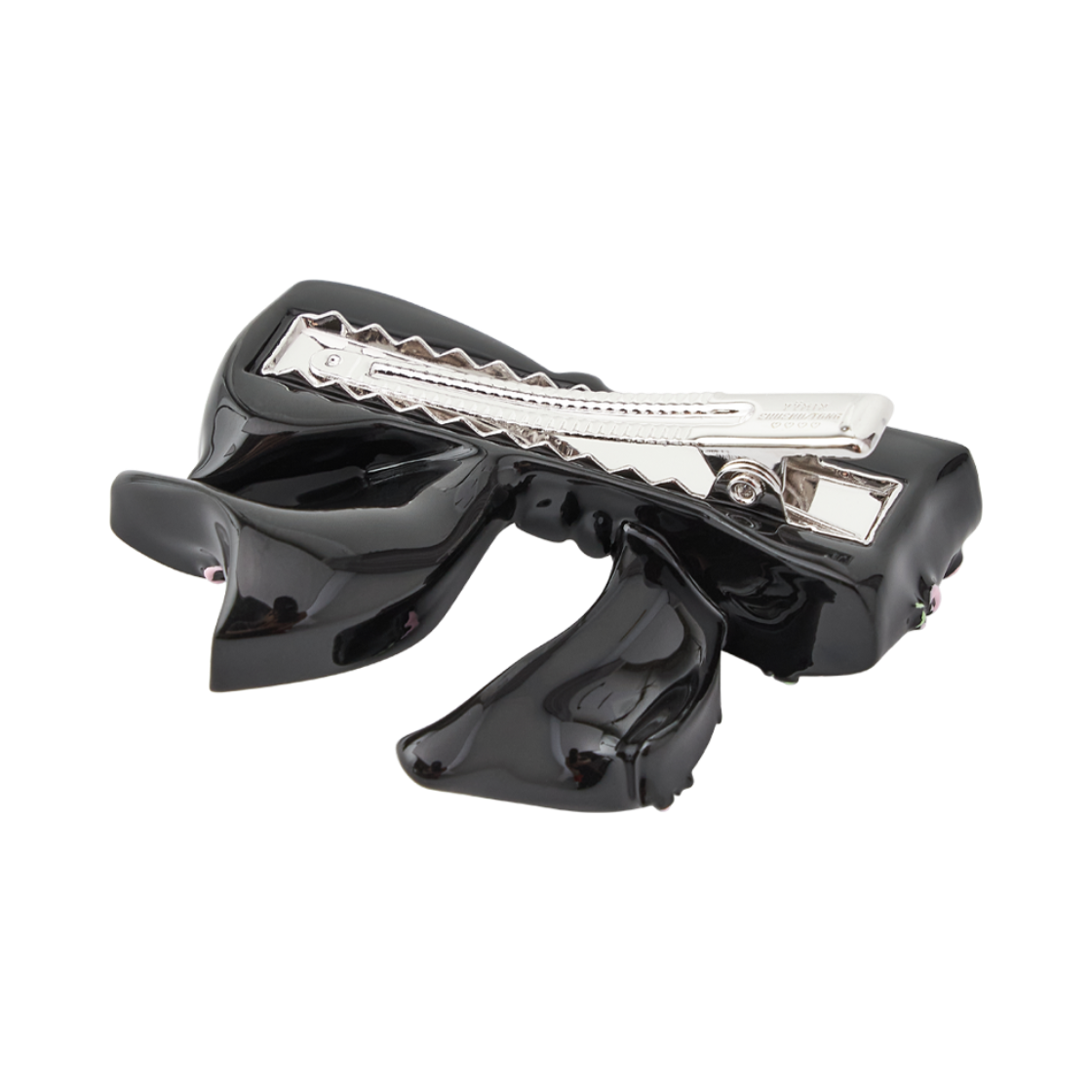 위민 플로럴 보우노트 레진 헤어 클립 블랙 - 26FW(Yvmin Floral Bowknot Resin Hair Clip Black - 26FW) - 4