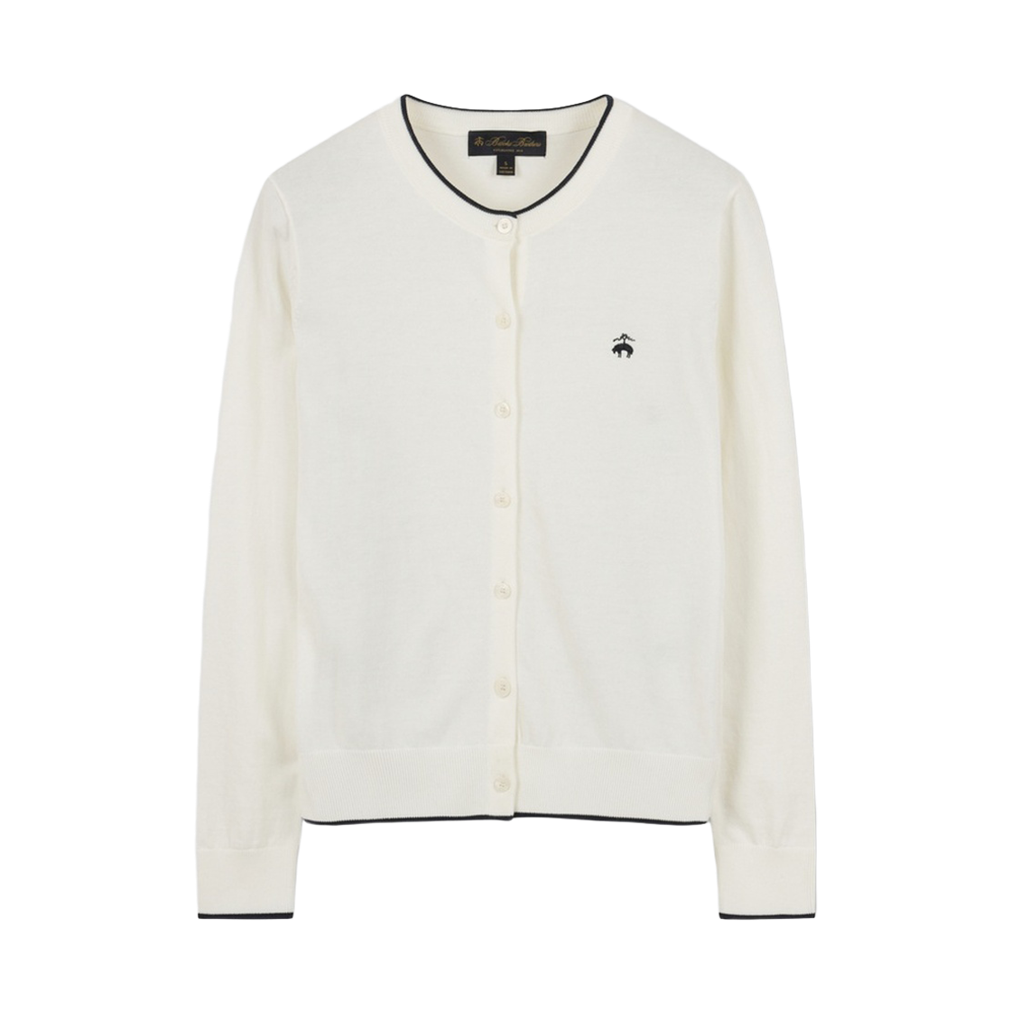 BBWCWBG103AGS BrooksBrothers Women's Cotton Color Block Cardigan White