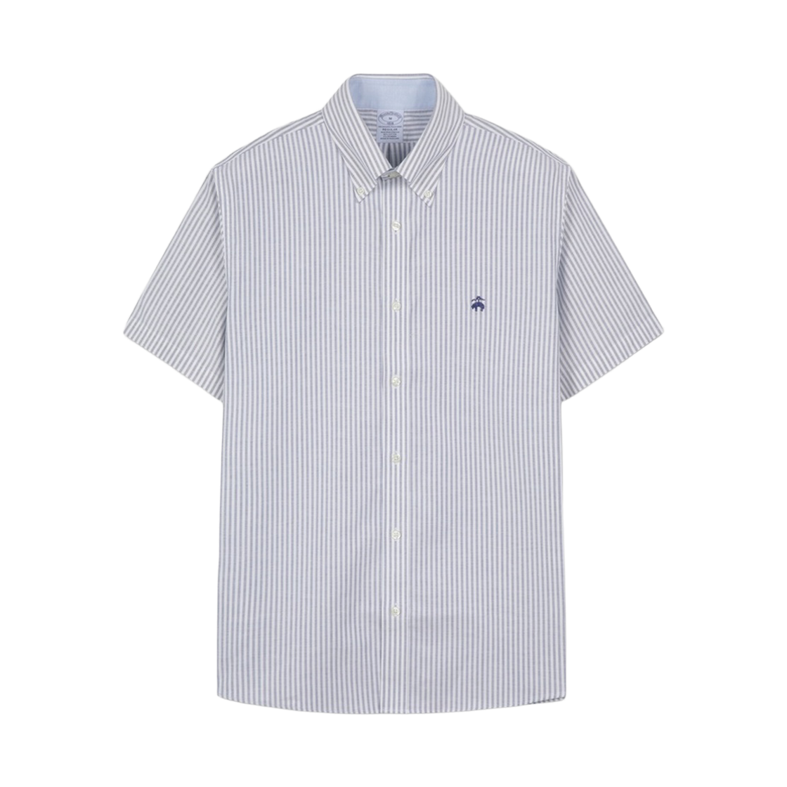 BBTPMN2283LGA BrooksBrothers Non-Iron Oxford Stripe Short Sleeve Shirt Blue
