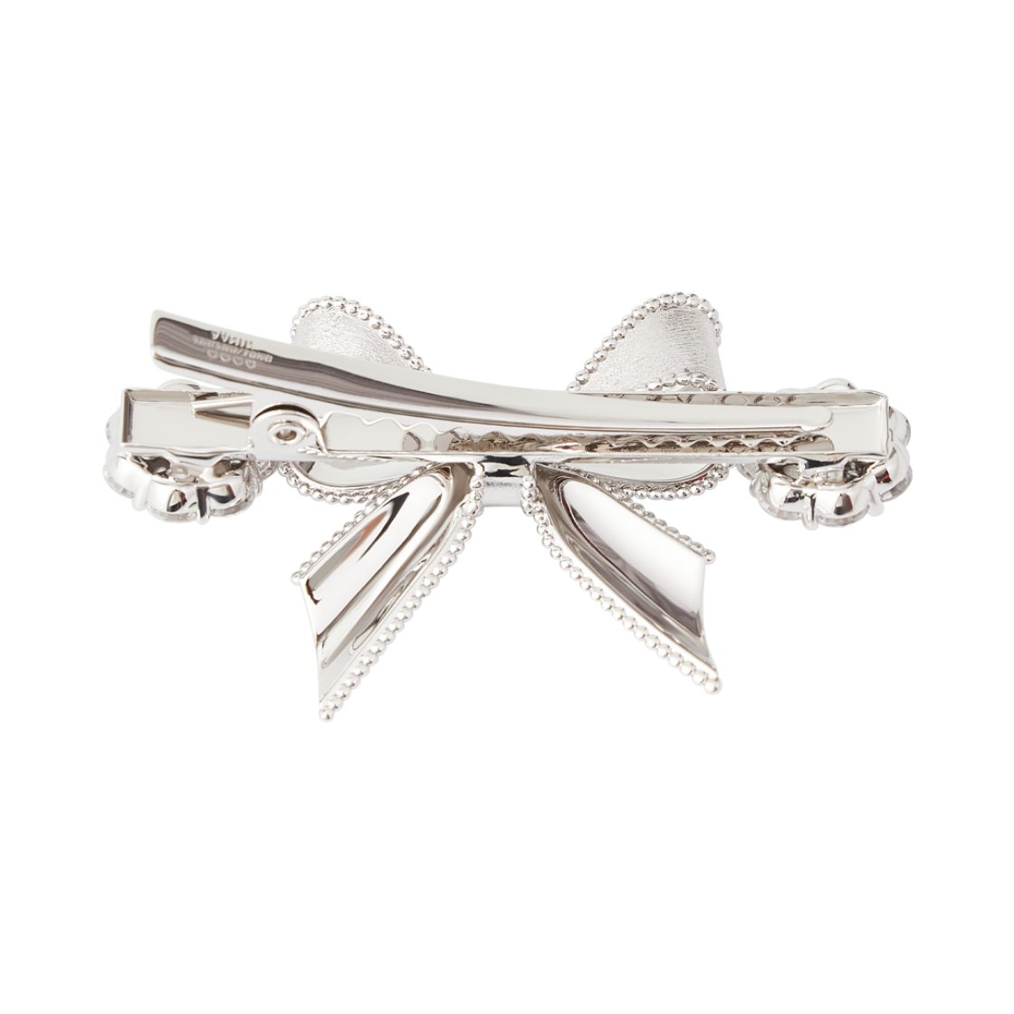 위민 x 슈슈통 쇼트 보우노트 젬스톤 헤어 클립 실버 - 26FW(Yvmin x Shushu/Tong Short Bowknot Gemstone Hair Clip Silver - 26FW) - 2