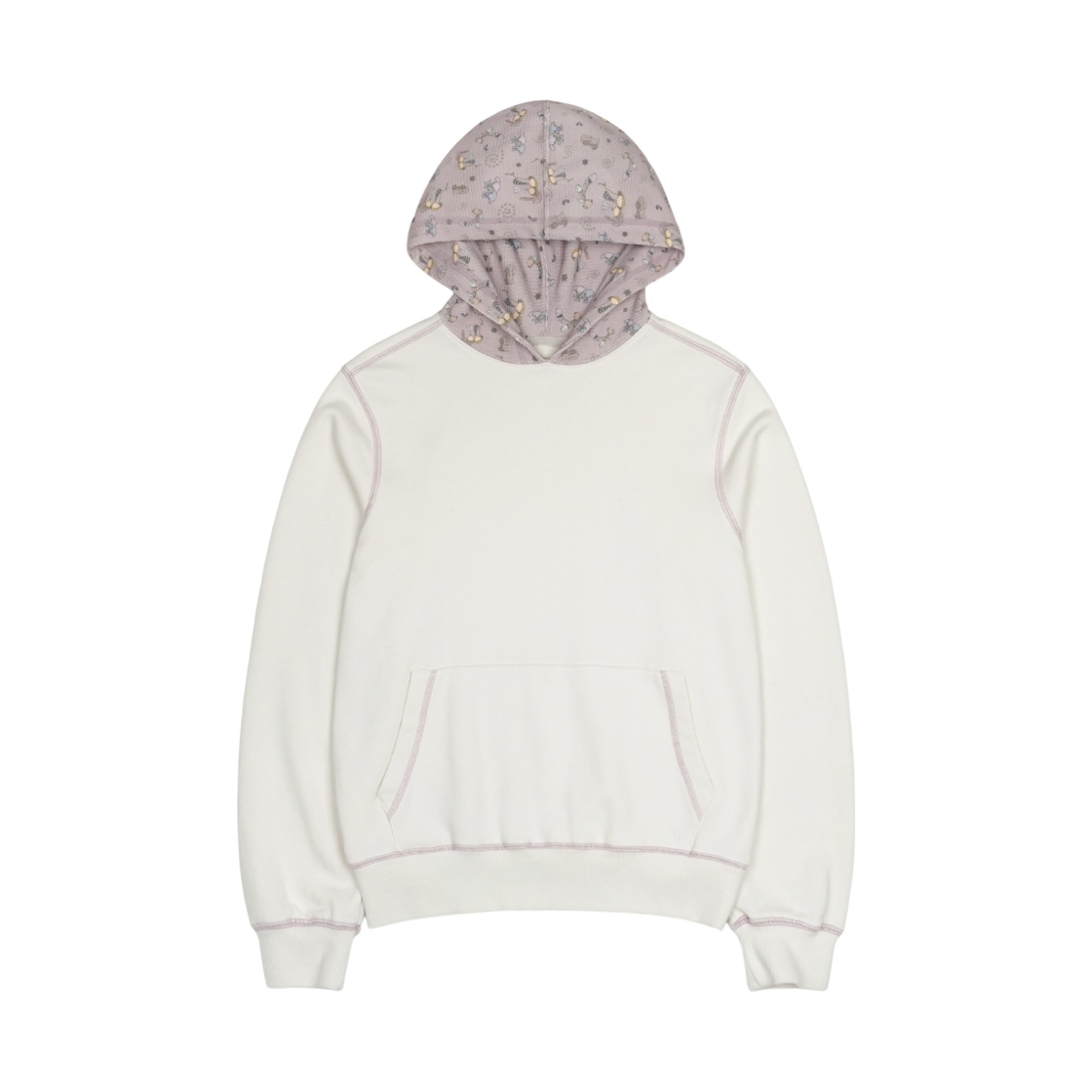 CY26FWTOHD001 COYSEIO Vintage Washed Teji Graphic Hoodie Cream