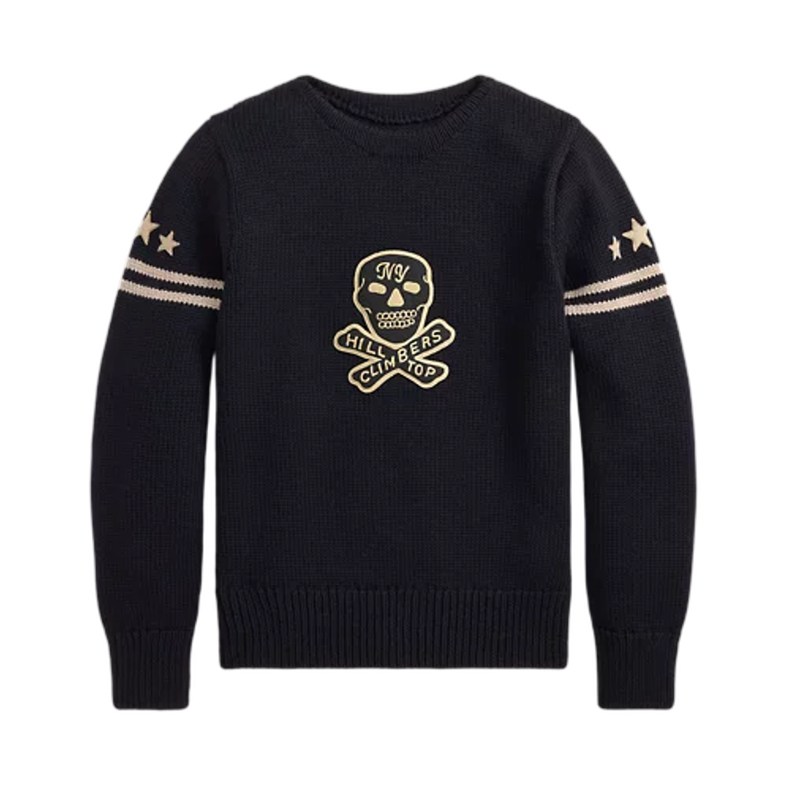 100097766 Double RL Skull Patch Wool Sweater Dark Navy
