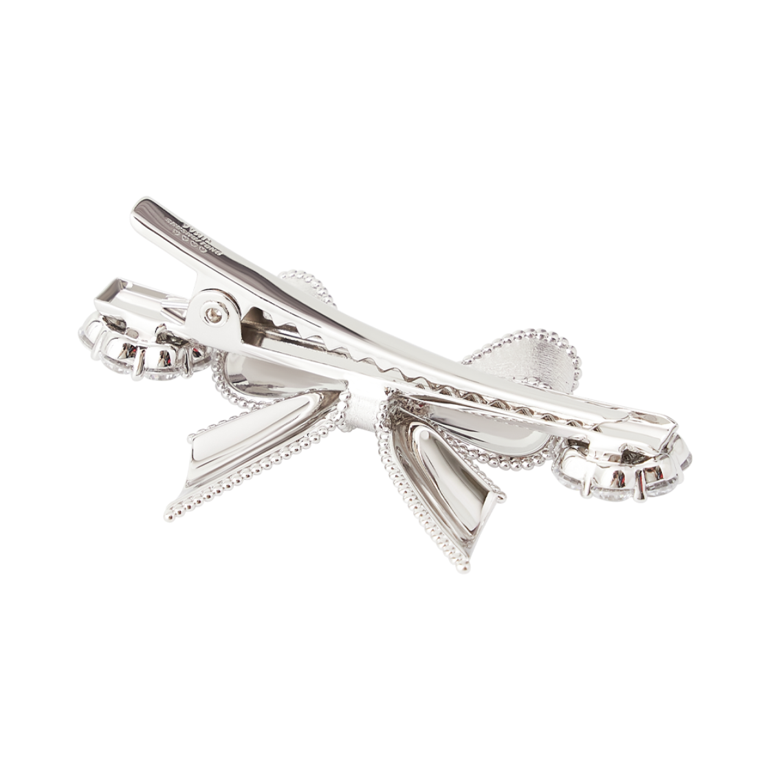 위민 x 슈슈통 쇼트 보우노트 젬스톤 헤어 클립 실버 - 26FW(Yvmin x Shushu/Tong Short Bowknot Gemstone Hair Clip Silver - 26FW) - 4