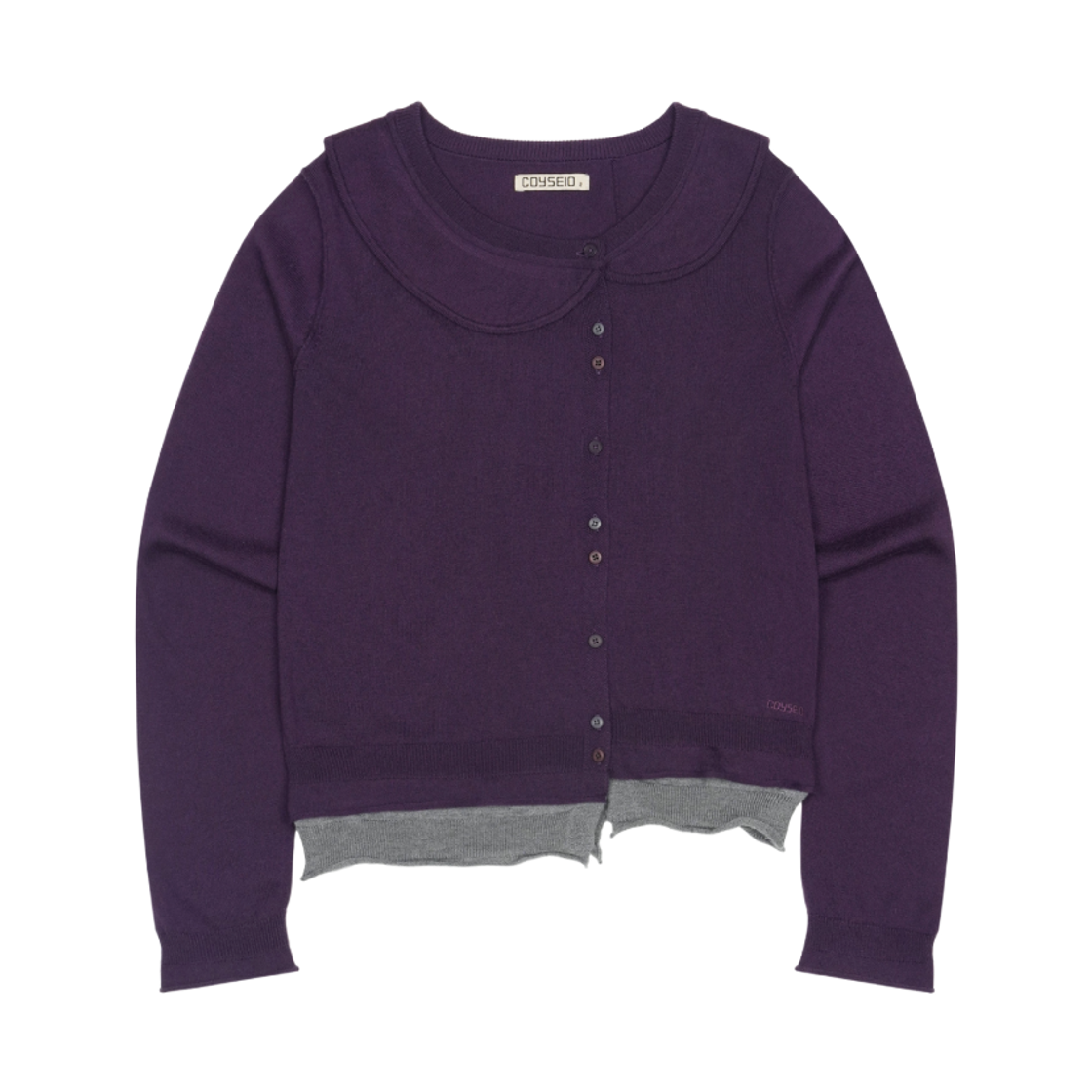 코이세이오 라운드 카라 니트 가디건 퍼플(COYSEIO Round Collar Knit Cardigan Purple) - 1