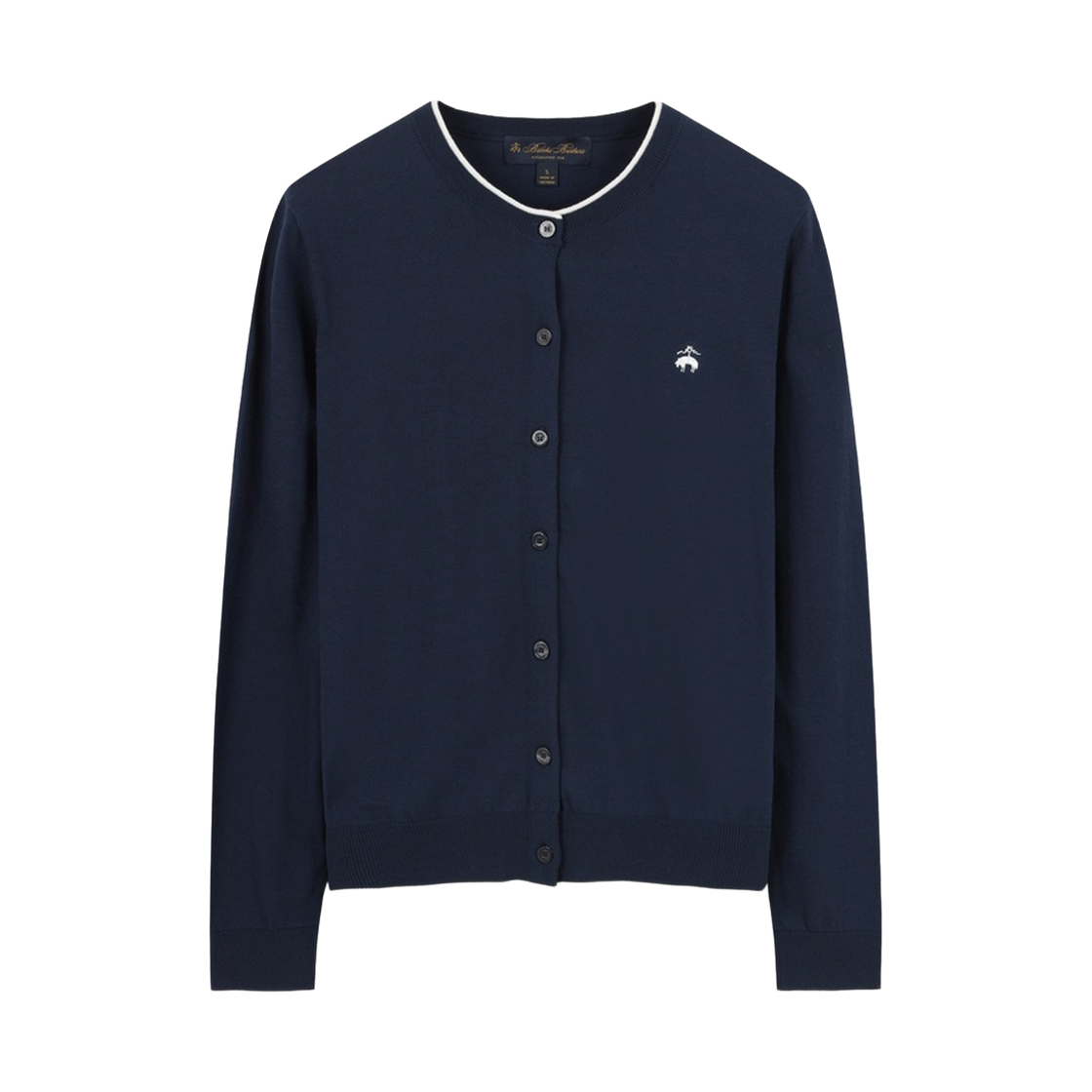 BBWCWBG103RGS BrooksBrothers Women's Cotton Color Block Cardigan Dark Navy