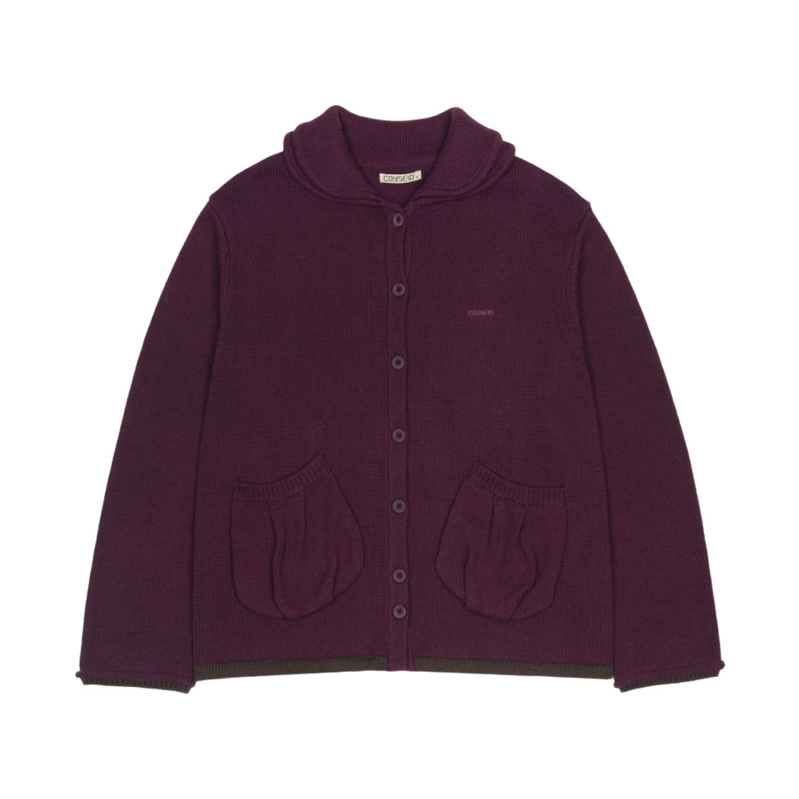 코이세이오 더블 카라 니트 자켓 와인(COYSEIO Double Collar Knit Jacket Wine) - 1