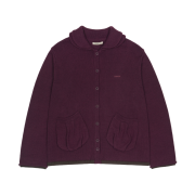 COYSEIO Double Collar Knit Jacket Wine
