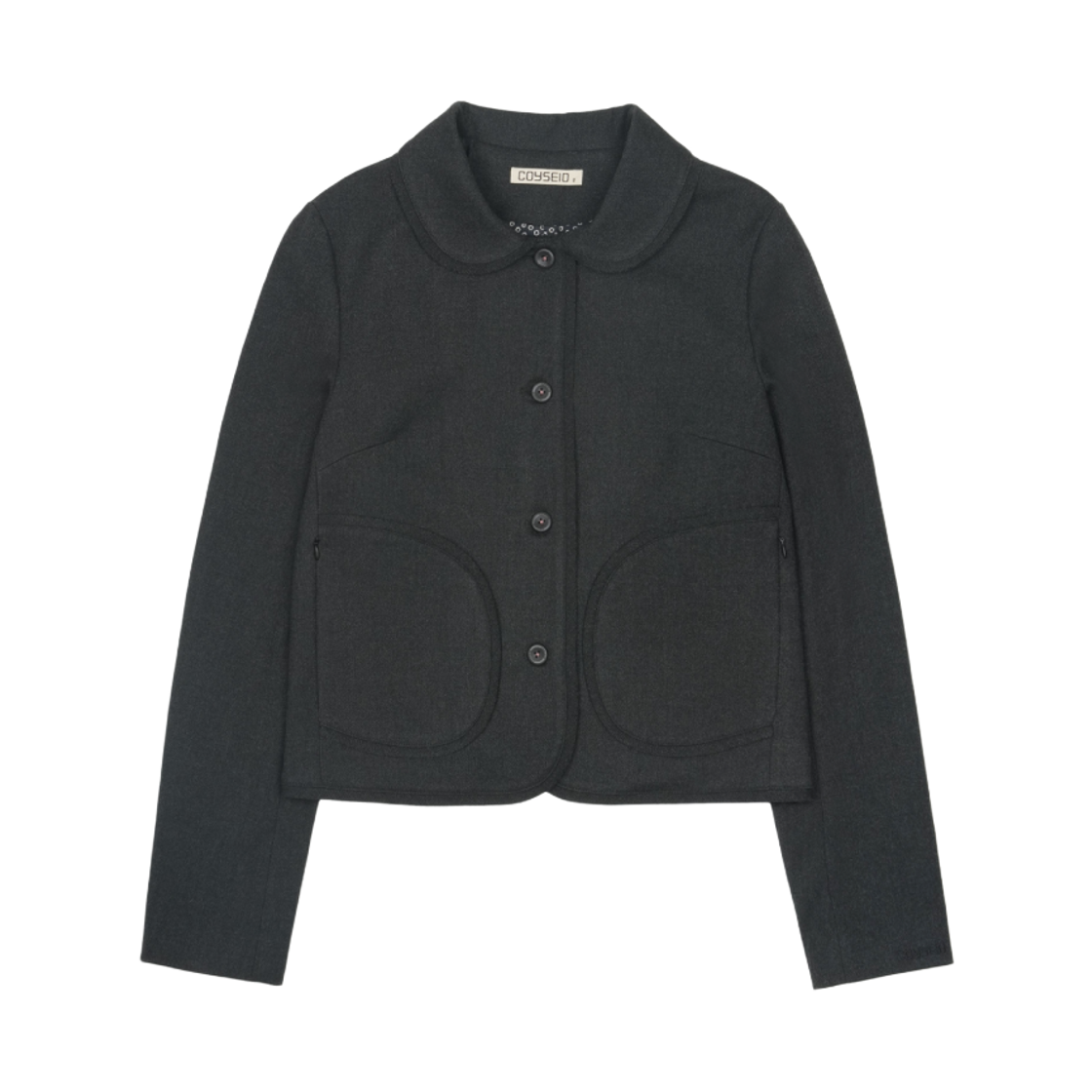 코이세이오 라운디드 로우 헴 자켓 차콜(COYSEIO Rounded Raw Hem Jacket Charcoal)
