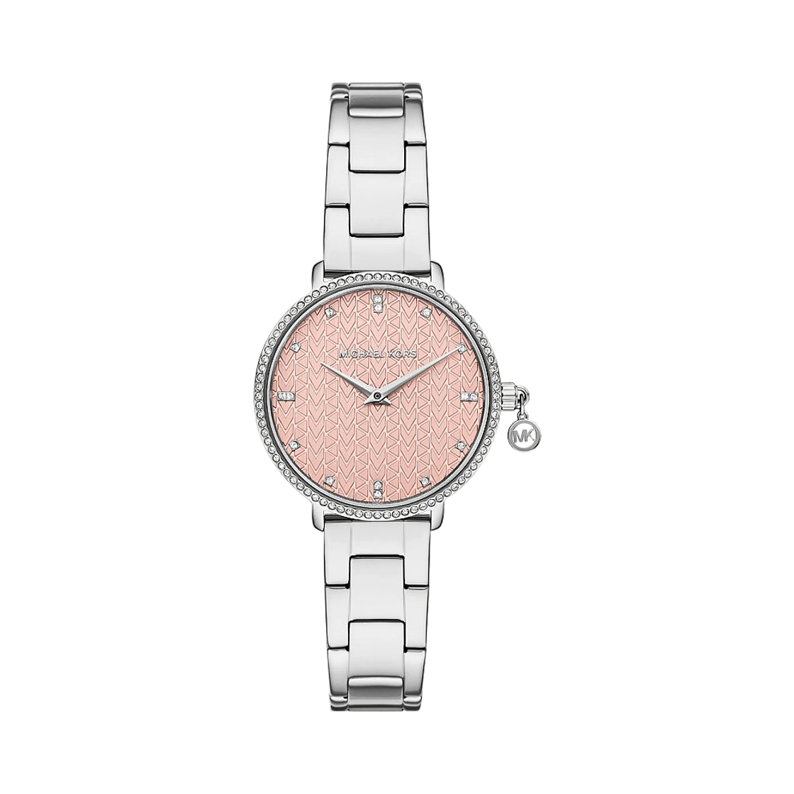 (W) 마이클 코어스 미니 파이퍼 파베 쿼츠 투핸드 32mm 실버 톤 워치 실버((W) Michael Kors Mini Pyper Pave Quartz Two-Hand 32mm Silver Tone Watch Silver)