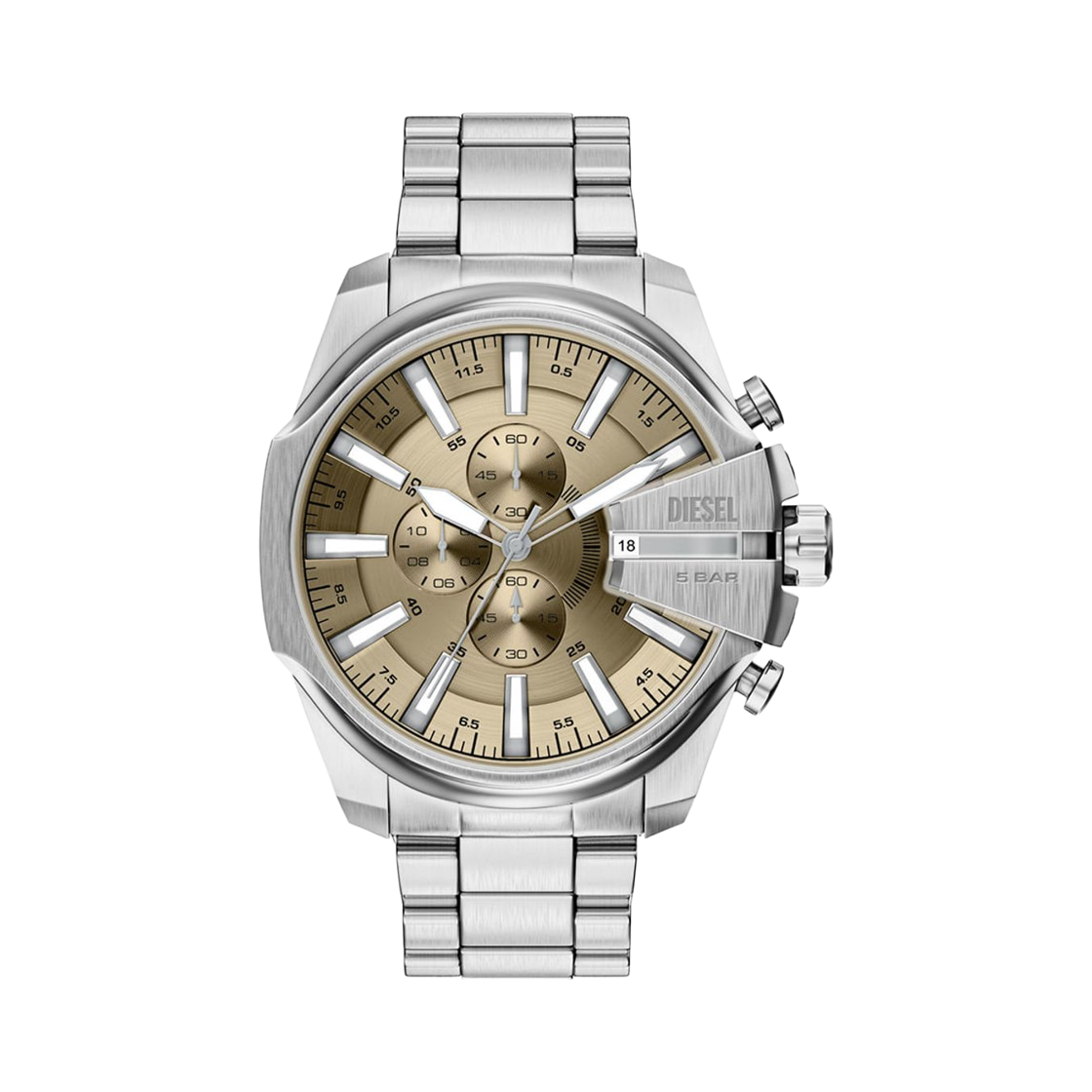디젤 Dz4702 메가 치프 슬림 크로노그래프 쿼츠 48mm 스테인리스 스틸 실버(Diesel Dz4702 Mega Chief Slim Chronograph Quartz 48mm Stainless Steel Silver)