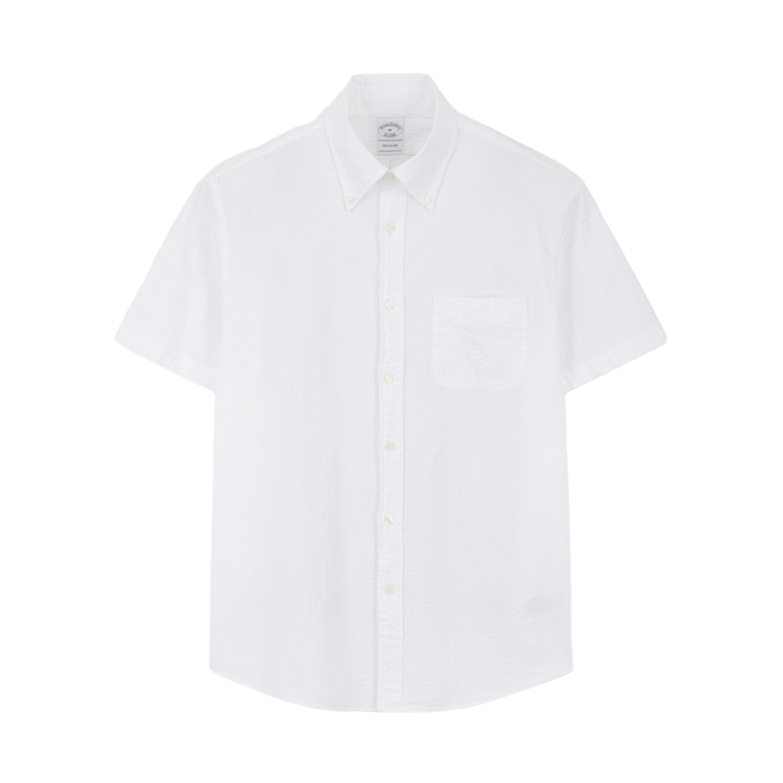 BBTPMN9422AGM BrooksBrothers Seersucker Solid Short Sleeve Shirt White