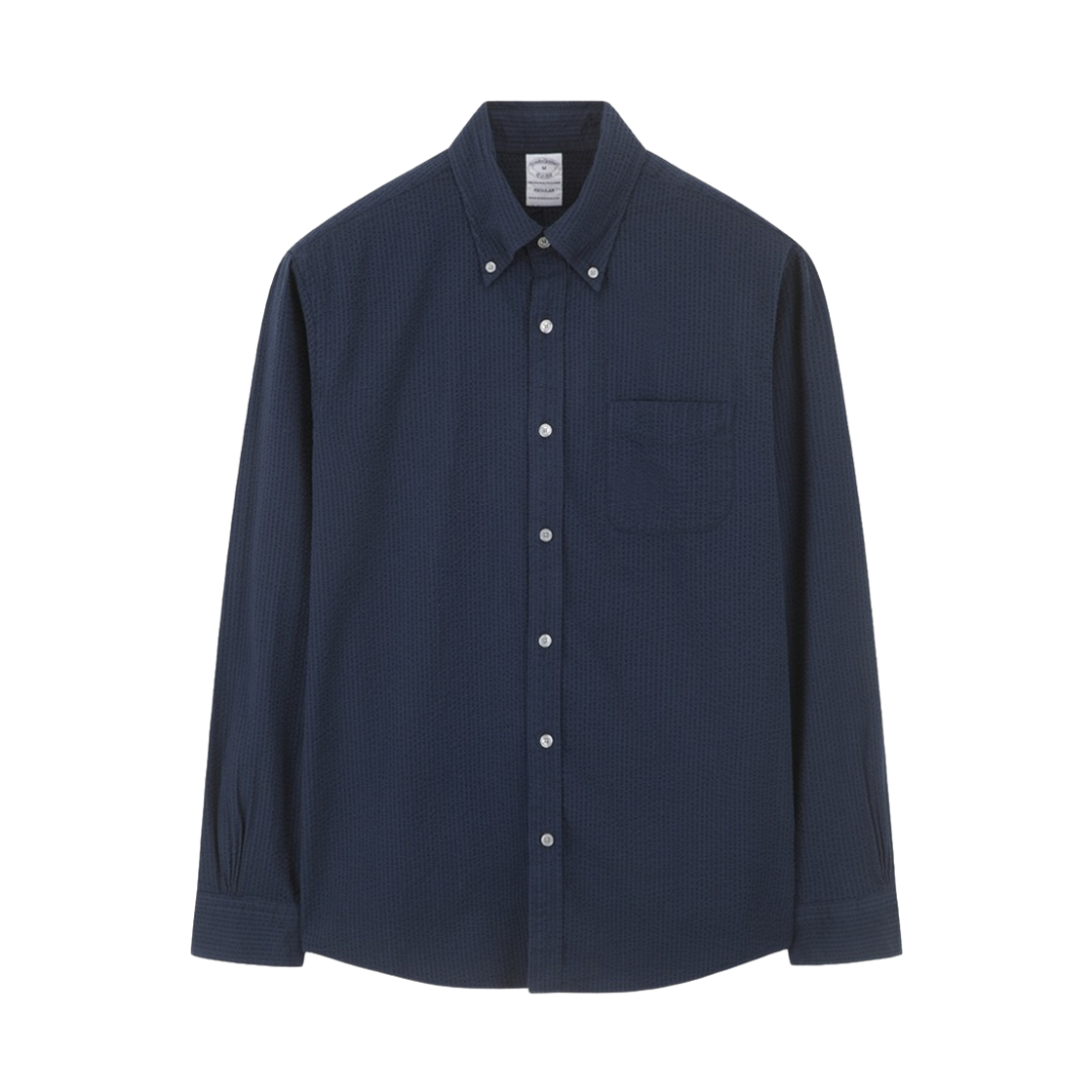 BBTHMN0005QGM BrooksBrothers Seersucker Solid Shirt Navy