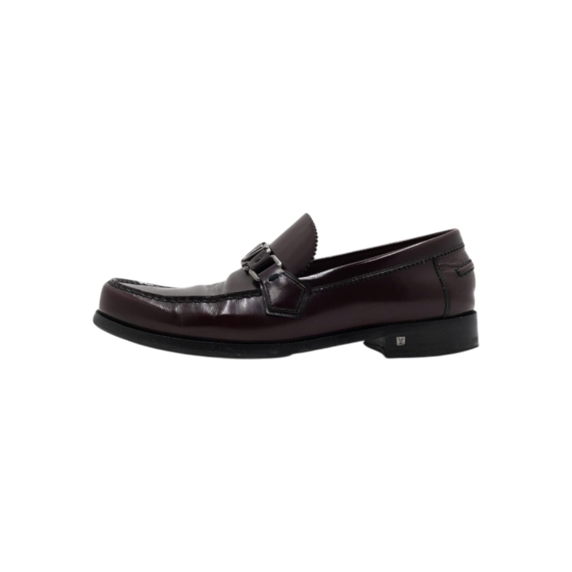 ITIBGAPNPJO9 Louis Vuitton Burgundy Leather LV Logo Silver Loafers AA65784