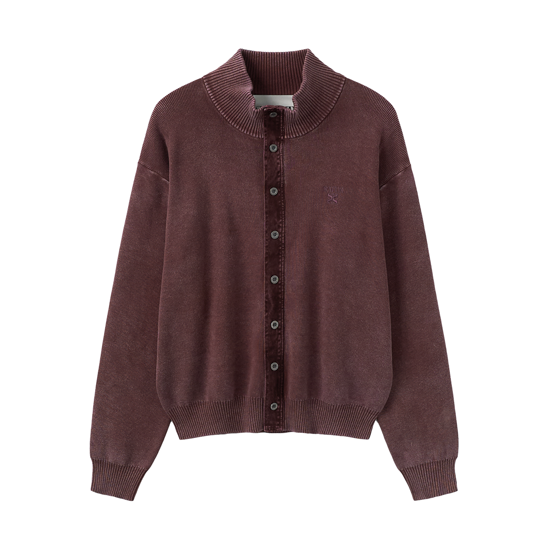 SA263UKC02BUY0 SATUR Pigment High Neck Cardigan Burgundy