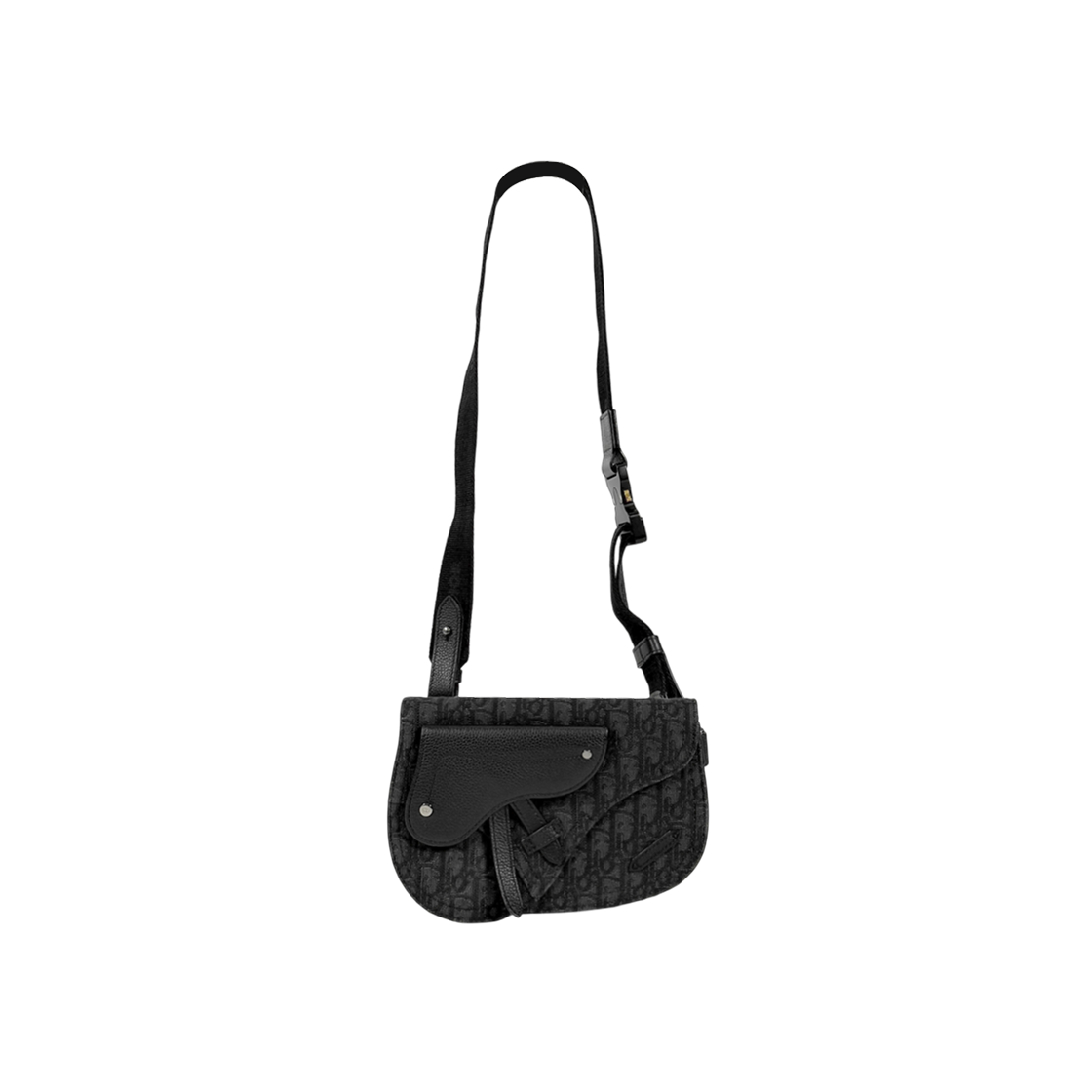 ITTVRJLTPRF2 Dior Oblique Jacquard Messenger Buckle Saddle Pouch Shoulder Crossbody Bag Black