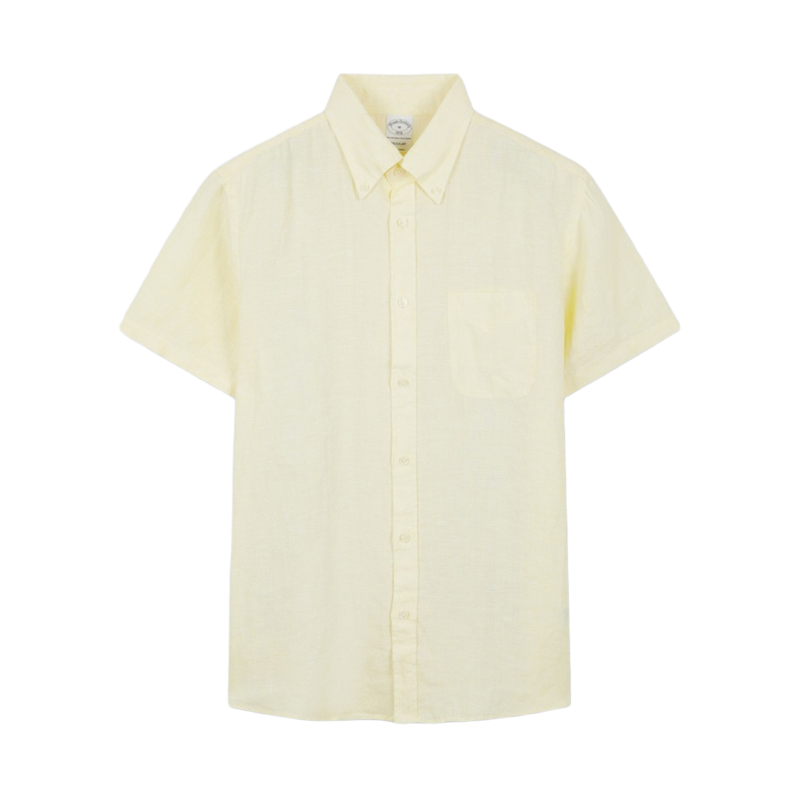 BBTPMF8052GGM BrooksBrothers Linen Solid Short Sleeve Shirt Yellow