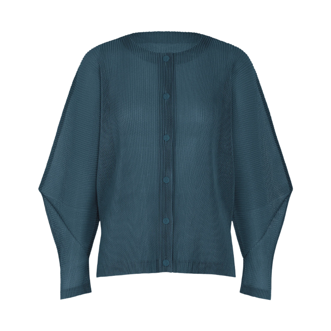 PP63-FO363-79 (W) Pleats Please Issey Miyake Tatami August Cardigan Marine Blue