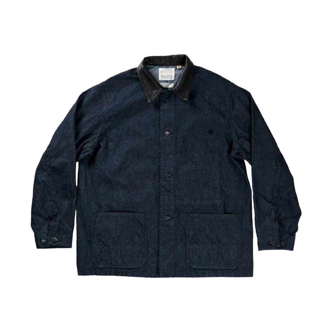 풀카운트 x GDC Gfc2001 레더 칼라 데님 초어 자켓 인디고(Fullcount x GDC Gfc2001 Leather Collar Denim Chore Jacket Indigo)