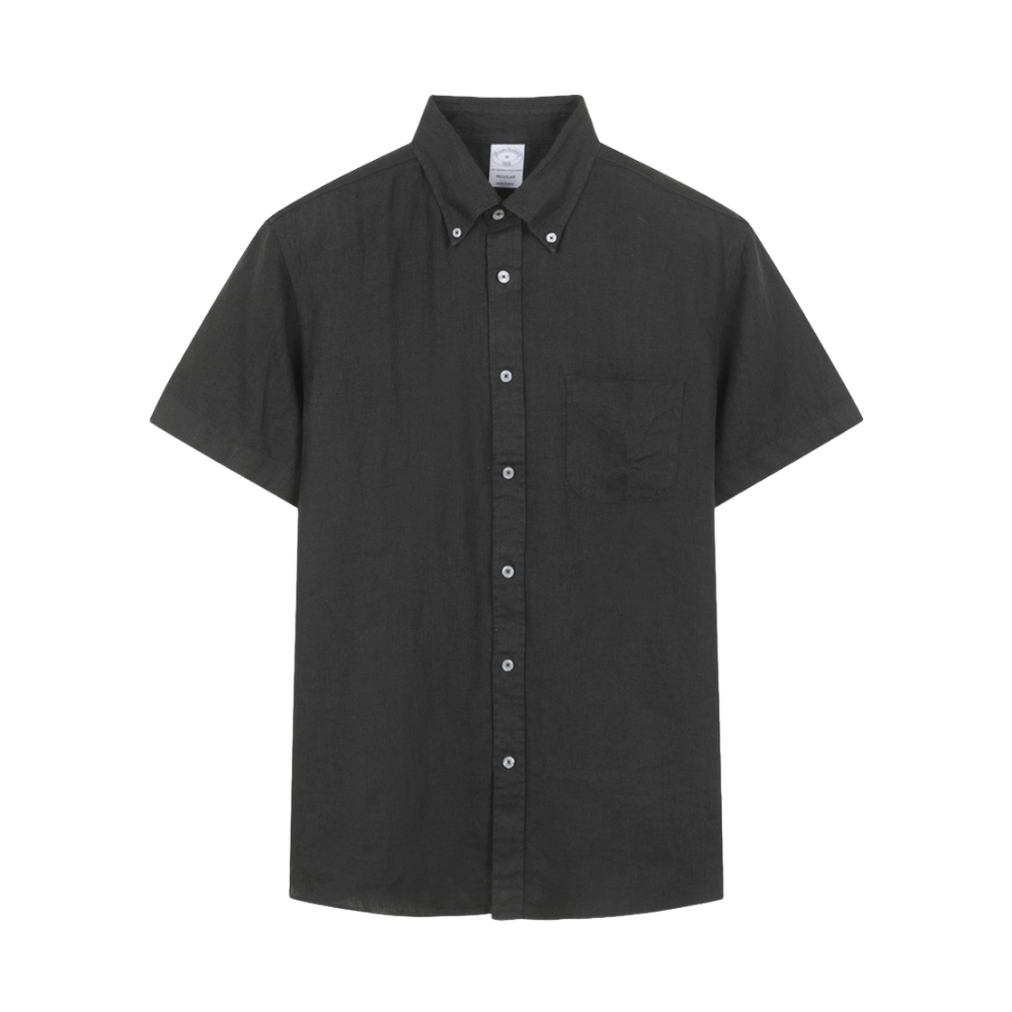 BBTPMF8072UGM BrooksBrothers Linen Solid Short Sleeve Shirt Black