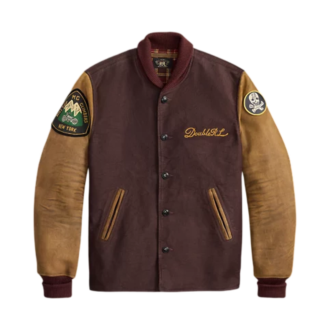 더블알엘 레더 슬리브 베이스볼 자켓 빈티지 버건디(Double RL Leather Sleeve Baseball Jacket Vintage Burgundy)