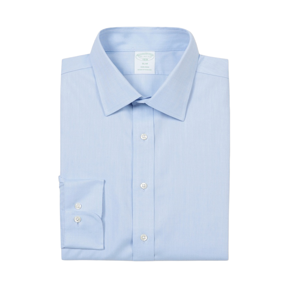 BBTSMF5956LGA BrooksBrothers Non-Iron Herringbone Ainsley Dress Shirt Light Blue