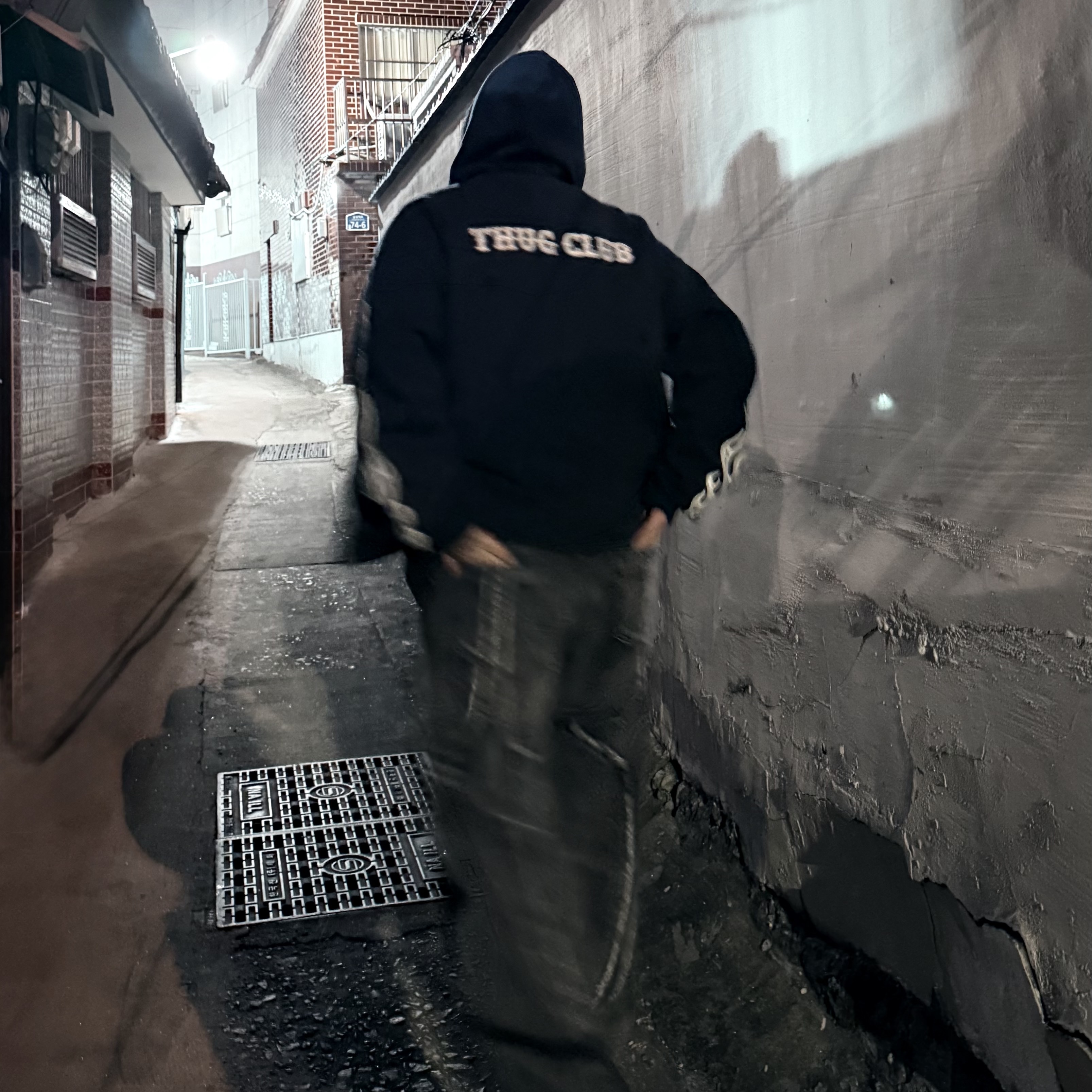 Adidas x Thug Club Long Sleeve T-Shirt Black - KR Sizing, Thug Club Leather Flame Hooded Zip-Up Navy 착용 스타일 - 2
