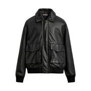 Zara Relaxed Fit Leather Jacket Black