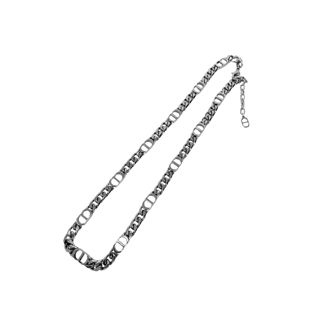 IT674MRE8HMD Dior CD Icon Thin Chain Link Necklace Silver Finish