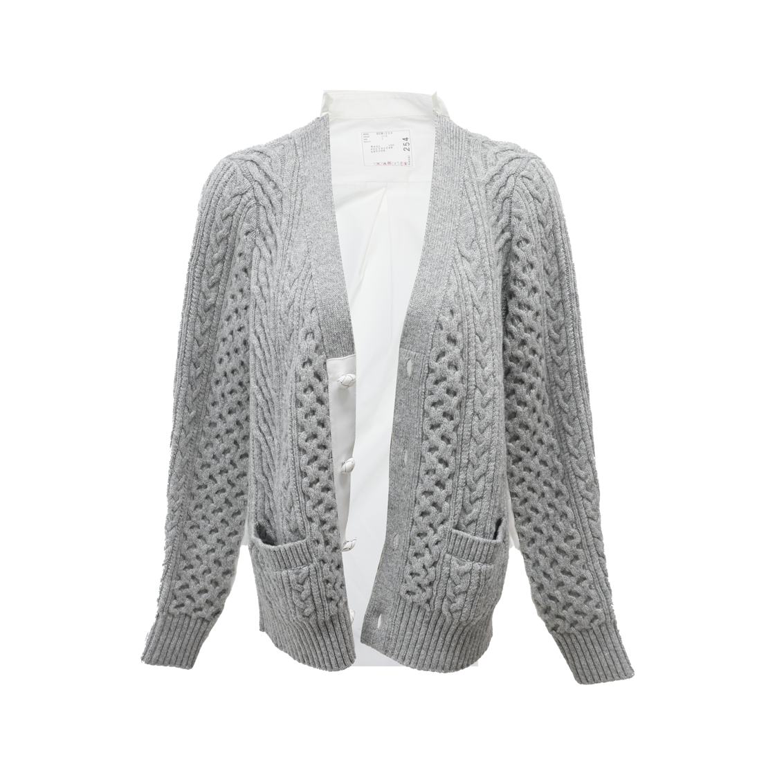 ITPC355S48O5 SACAI SCW 254 Shirt Knit Cardigan Gray & White