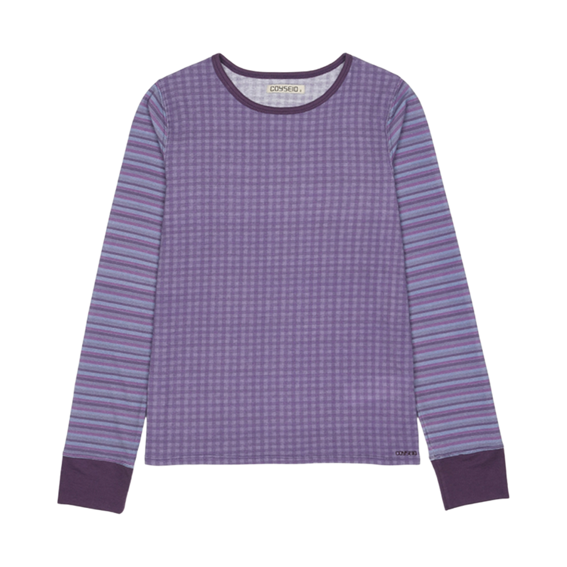 코이세이오 체크 & 스트라이프 그래픽 롱슬리브 퍼플(COYSEIO Check & Stripe Graphic Long Sleeve Purple)