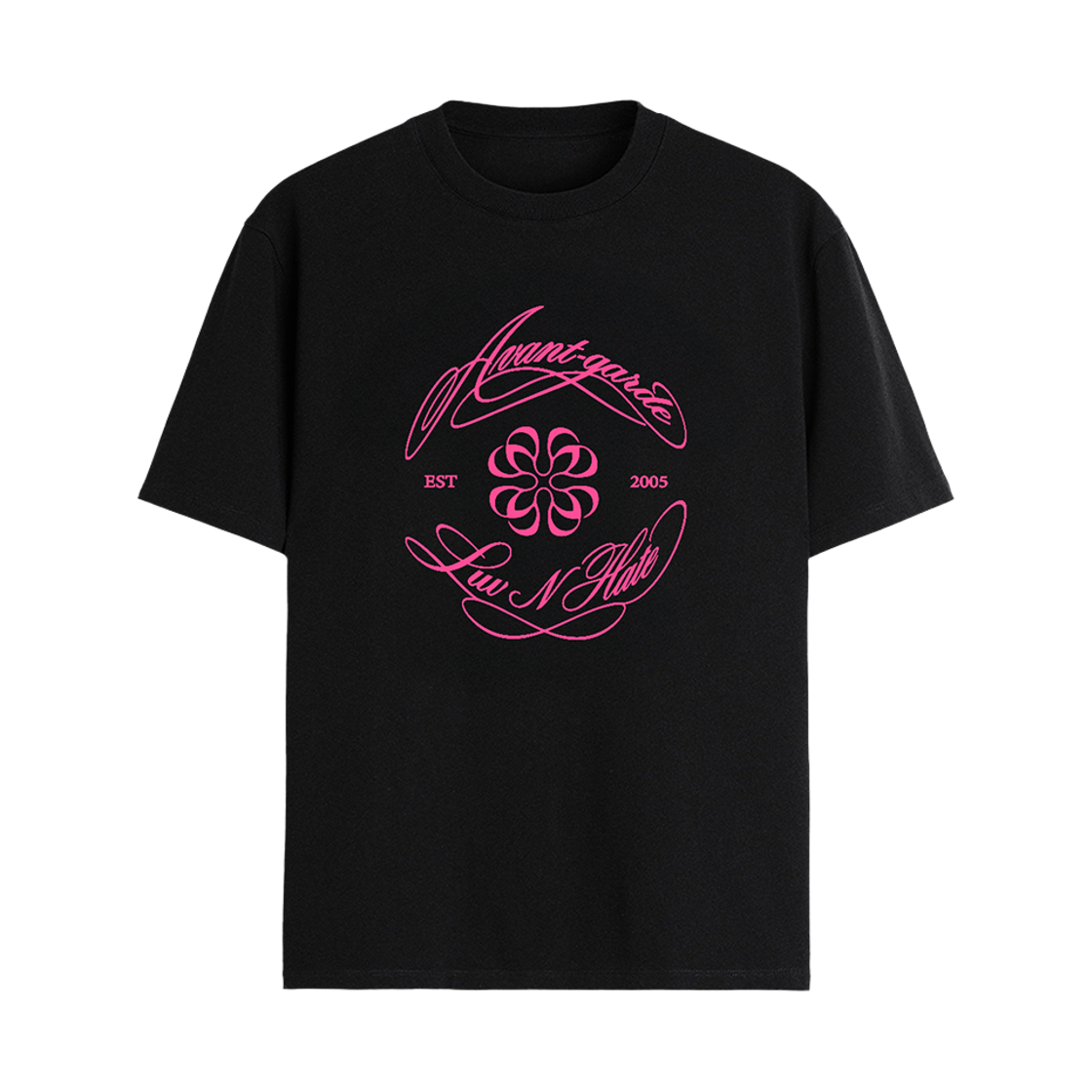 ÉLORLYFE x Royal 44 Avant-Garde 컬리지 티셔츠 블랙(ÉLORLYFE x Royal 44 Avant-Garde college T-Shirt Black)