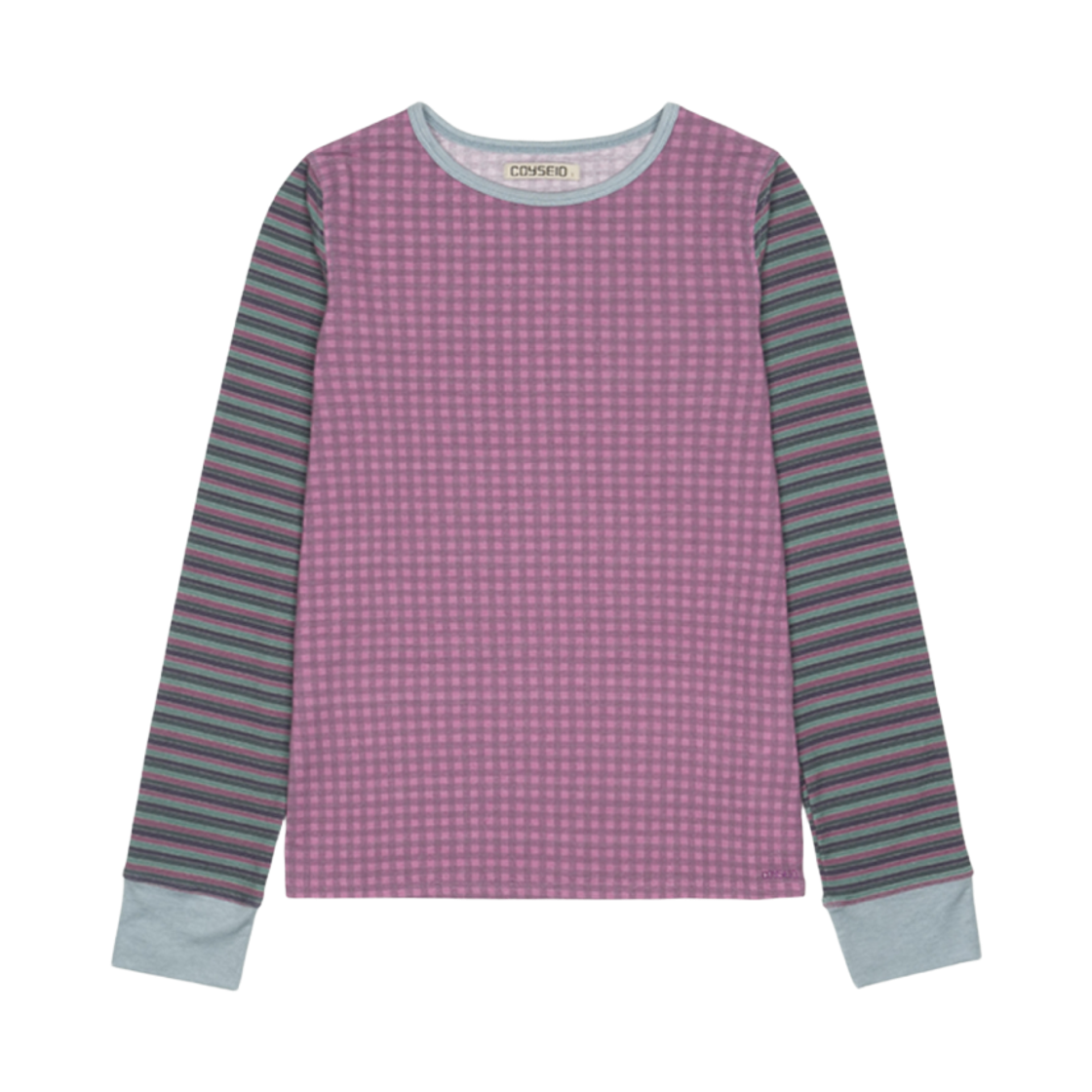 코이세이오 체크 & 스트라이프 그래픽 롱슬리브 핑크(COYSEIO Check & Stripe Graphic Long Sleeve Pink) - 1