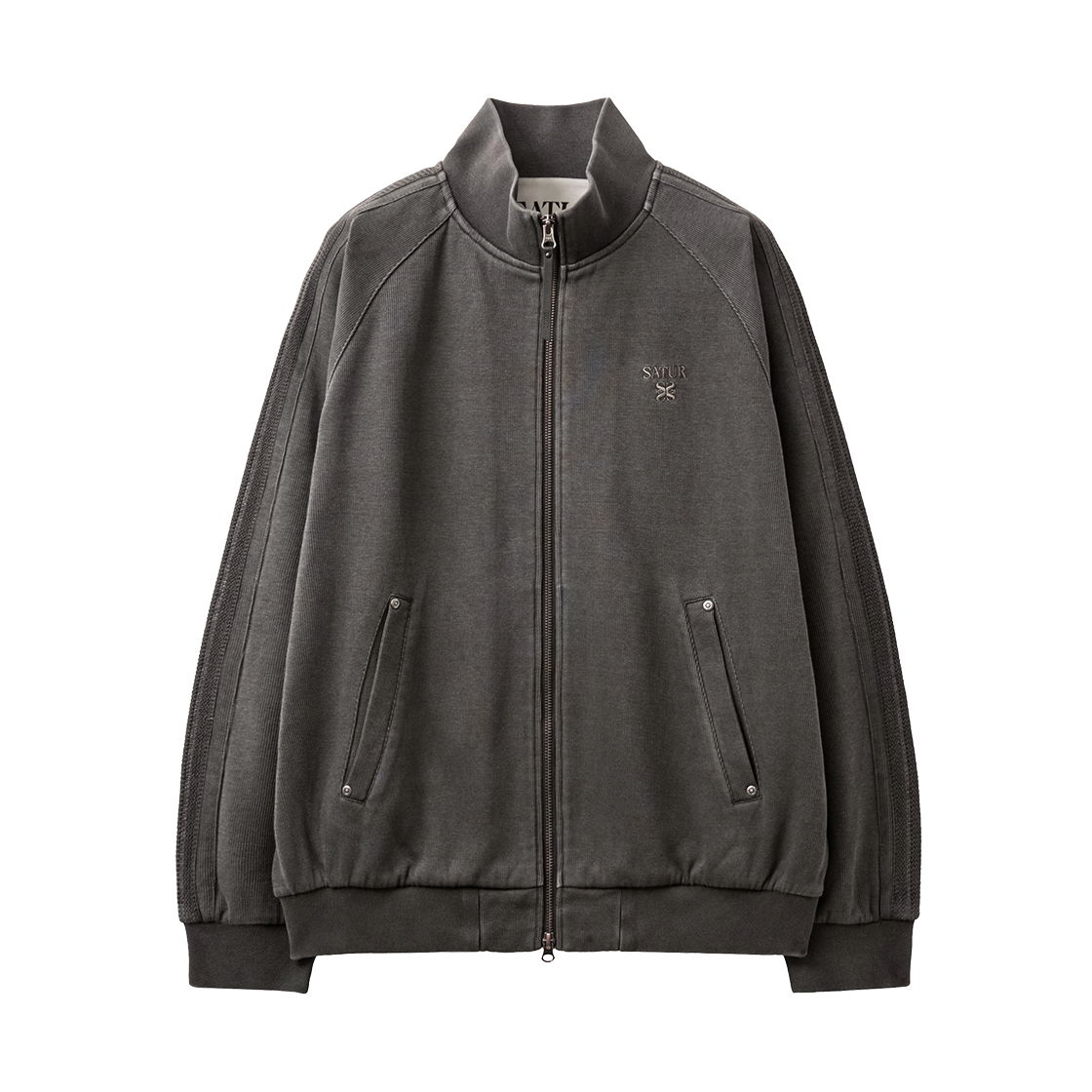 SA263UTJ03CCL0 SATUR Lawton Pigment Track Zip-up Jacket Charcoal