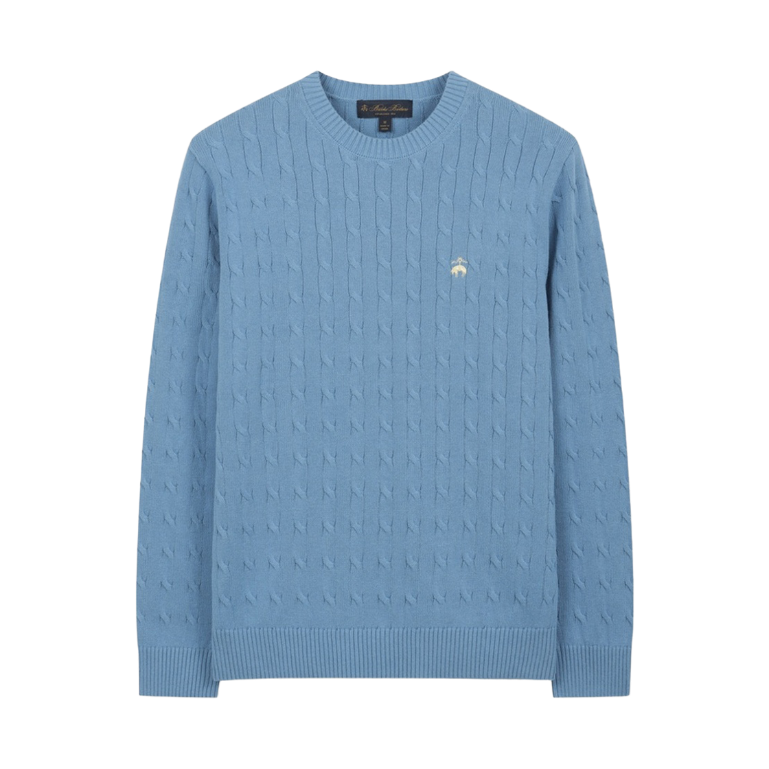 BBWRMBG102LGS BrooksBrothers Cotton Cable Crewneck Sweater Light Blue