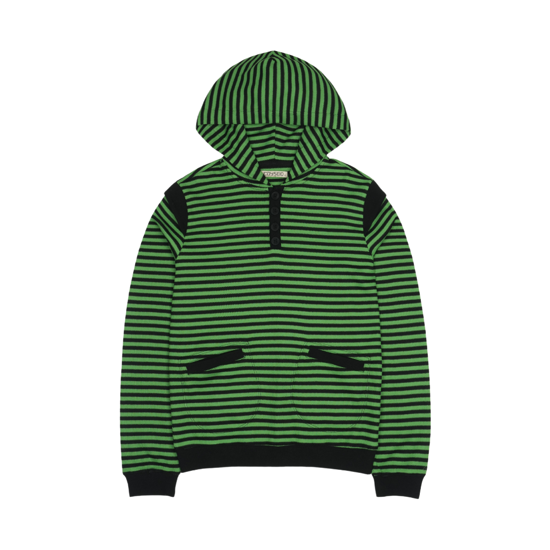 CY26FWTOHD002 COYSEIO Striped Flared Sleeve Hoodie Green