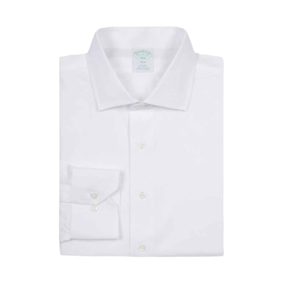 BBTSMF0179WEF BrooksBrothers Non-Iron English Spread Herringbone Dress Shirt White