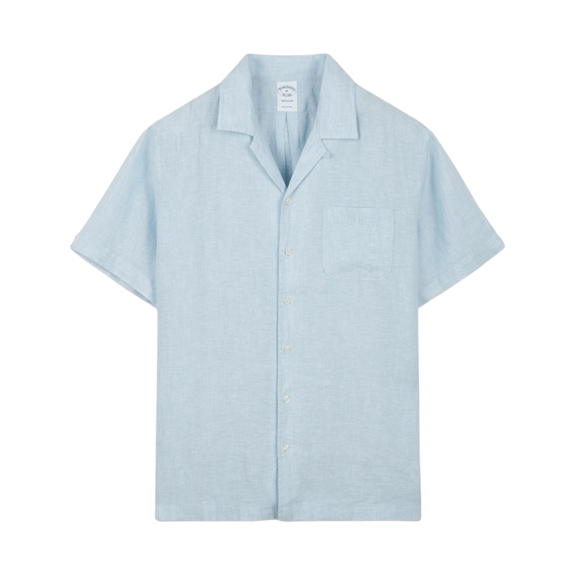 BBTPMM4818MGM BrooksBrothers Baird McNutt Irish Linen Camp Shirt Blue