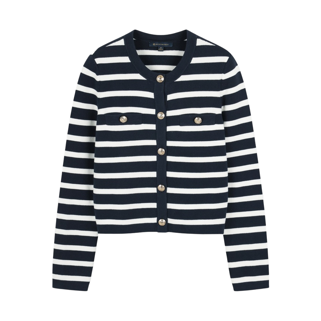 BBWCWF0868QGS BrooksBrothers Women's Stripe Crop Cardigan Navy