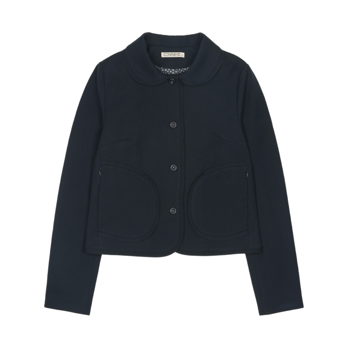 코이세이오 라운디드 로우 헴 자켓 네이비(COYSEIO Rounded Raw Hem Jacket Navy) - 1
