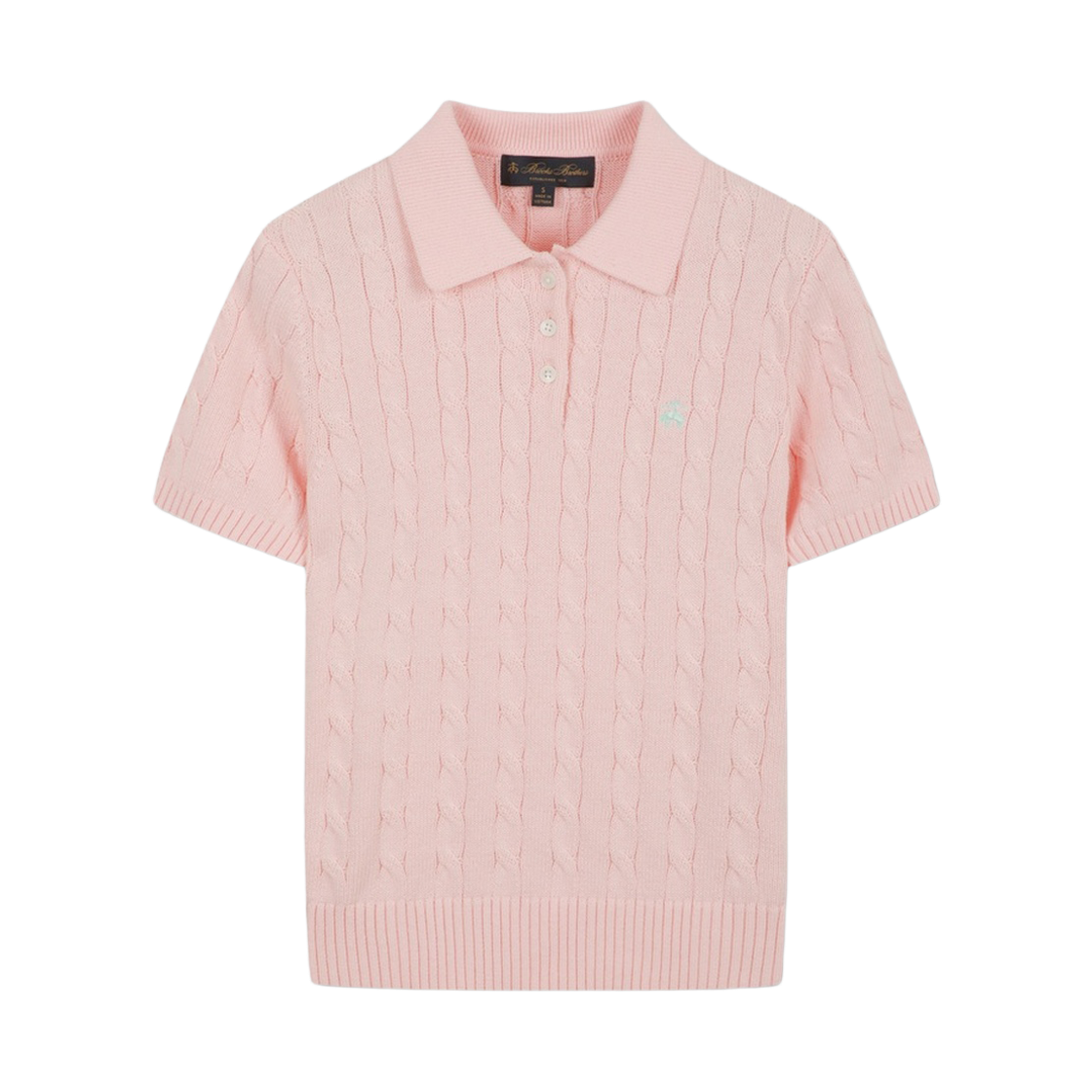 브룩스브라더스 여성 코튼 케이블 폴로 반팔 스웨터 핑크(BrooksBrothers Women's Cotton Cable Polo Short Sleeve Sweater Pink)